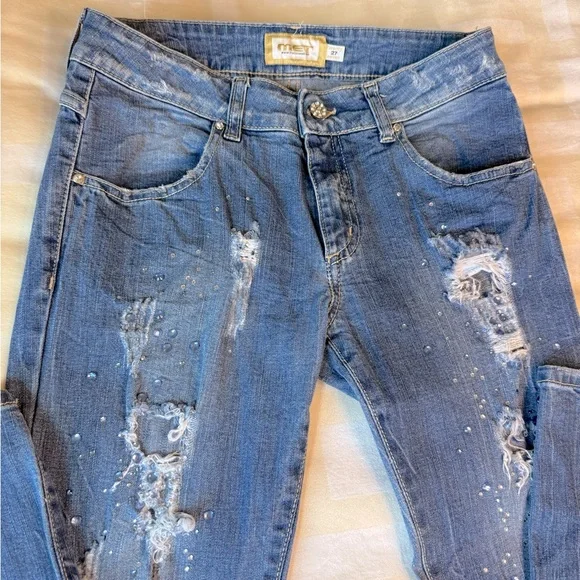 MET Distressed Skinny Jeans with blue sparkles - Picture 5 of 7